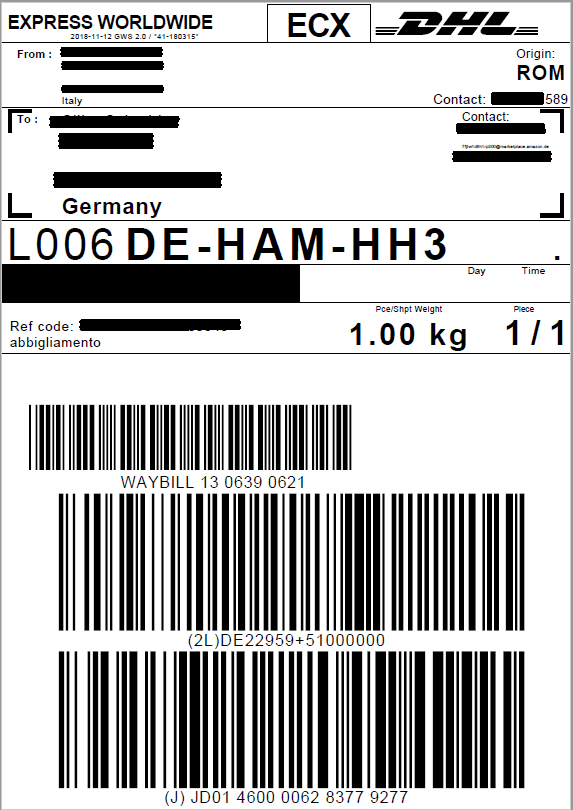 Label DHL Express A6 osc – Qapla' Help
